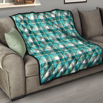 Teal Madras Pattern Print Quilt