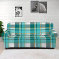 Teal Madras Pattern Print Sofa Cover
