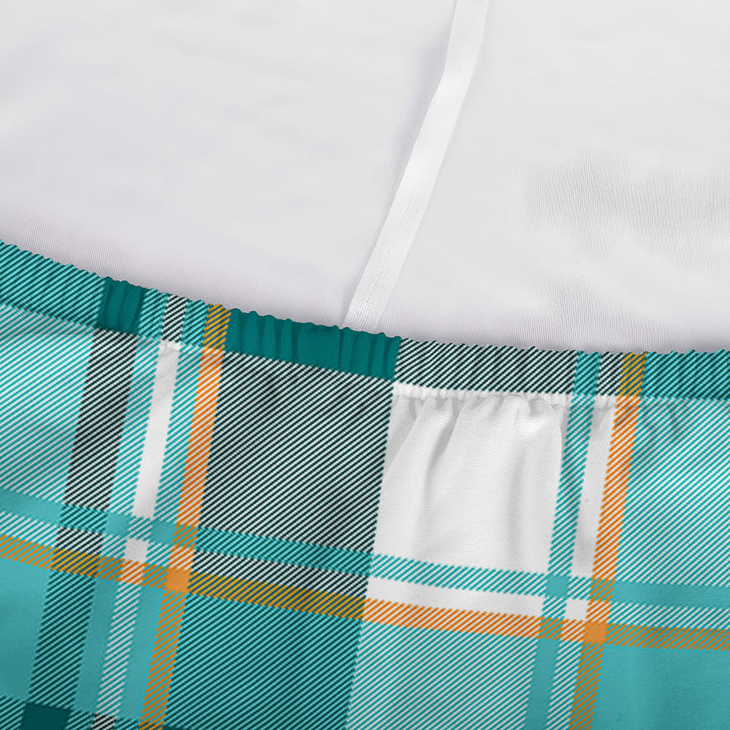Teal Madras Pattern Print Sofa Cover