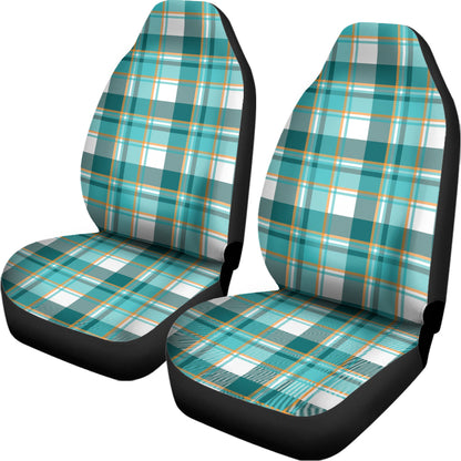 Teal Madras Pattern Print Universal Fit Car Seat Covers