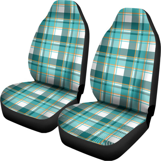 Teal Madras Pattern Print Universal Fit Car Seat Covers