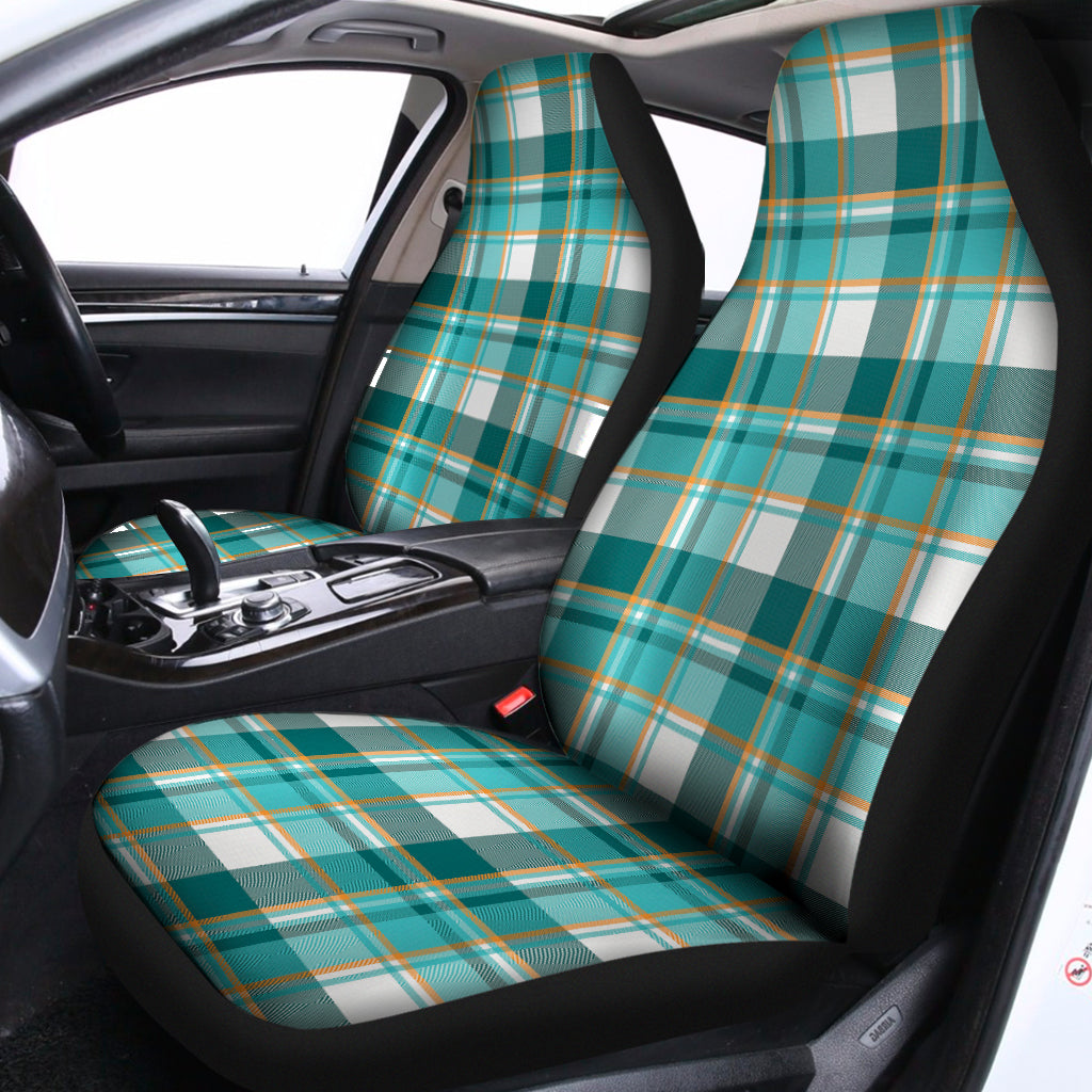 Teal Madras Pattern Print Universal Fit Car Seat Covers