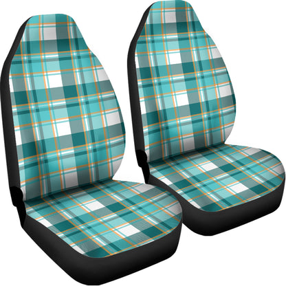 Teal Madras Pattern Print Universal Fit Car Seat Covers