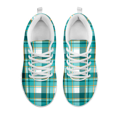 Teal Madras Pattern Print White Sneakers