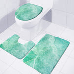 Teal Marble Print 3 Piece Bath Mat Set