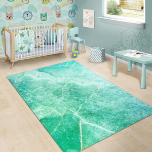 Teal Marble Print Area Rug GearFrost