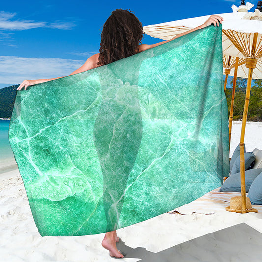 Teal Marble Print Beach Sarong Wrap