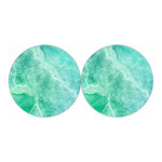 Teal Marble Print Car Coasters
