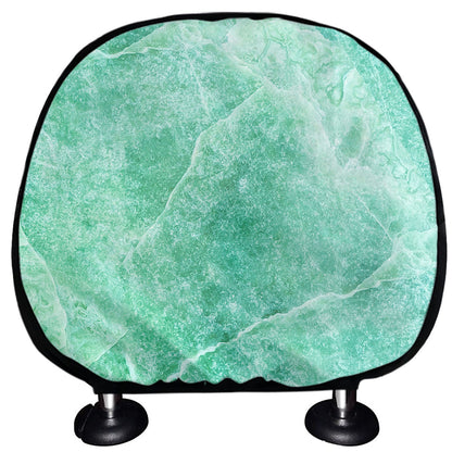 Teal Marble Print Car Headrest Covers