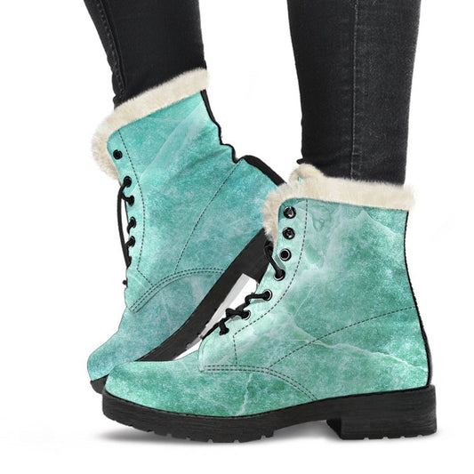 Teal Marble Print Comfy Boots GearFrost
