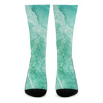 Teal Marble Print Crew Socks