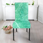Teal Marble Print Dining Chair Slipcover