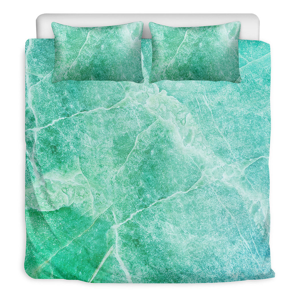 Teal Marble Print Duvet Cover Bedding Set