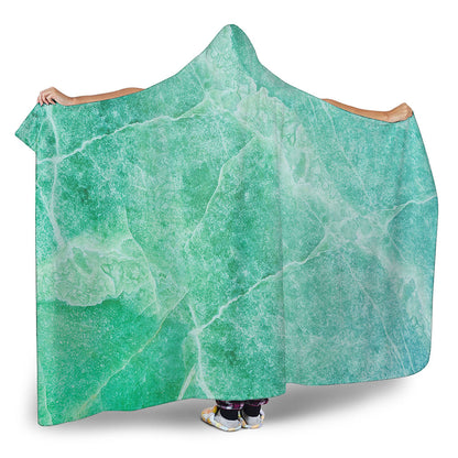 Teal Marble Print Hooded Blanket
