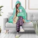 Teal Marble Print Hooded Blanket