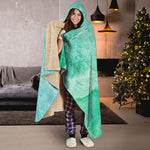 Teal Marble Print Hooded Blanket