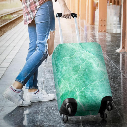 Teal Marble Print Luggage Cover GearFrost