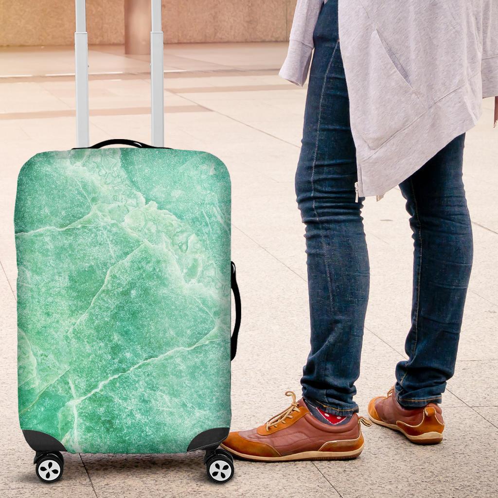 Teal Marble Print Luggage Cover GearFrost