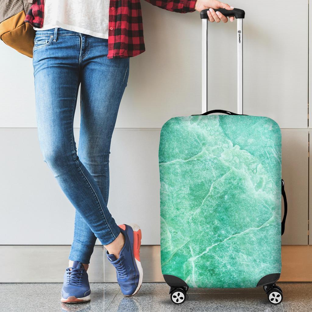Teal Marble Print Luggage Cover GearFrost