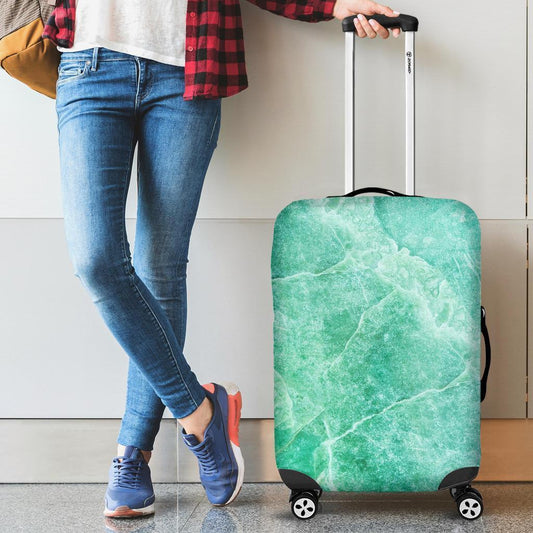 Teal Marble Print Luggage Cover GearFrost