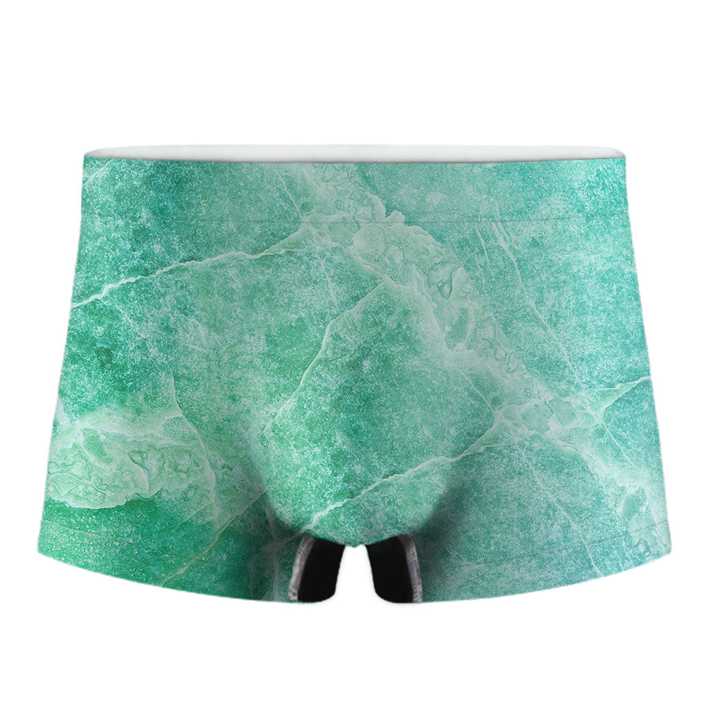 Teal Marble Print Men's Boxer Briefs