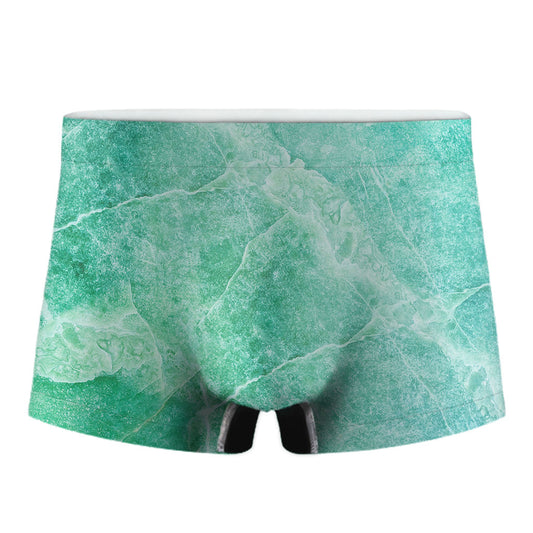 Teal Marble Print Men's Boxer Briefs