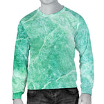 Teal Marble Print Men's Crewneck Sweatshirt GearFrost