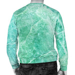 Teal Marble Print Men's Crewneck Sweatshirt GearFrost