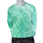 Teal Marble Print Men's Crewneck Sweatshirt GearFrost