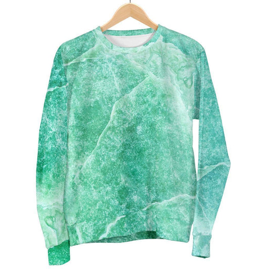 Teal Marble Print Men's Crewneck Sweatshirt GearFrost