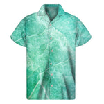 Teal Marble Print Men's Short Sleeve Shirt