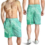 Teal Marble Print Men's Shorts