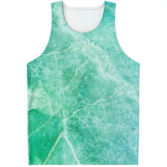 Teal Marble Print Men's Tank Top
