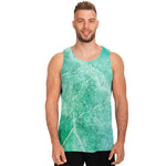 Teal Marble Print Men's Tank Top