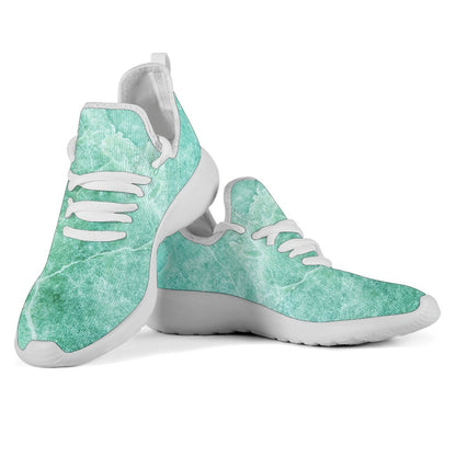 Teal Marble Print Mesh Knit Shoes GearFrost