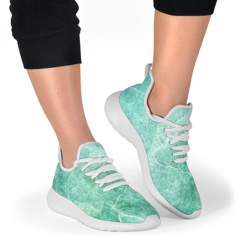Teal Marble Print Mesh Knit Shoes GearFrost