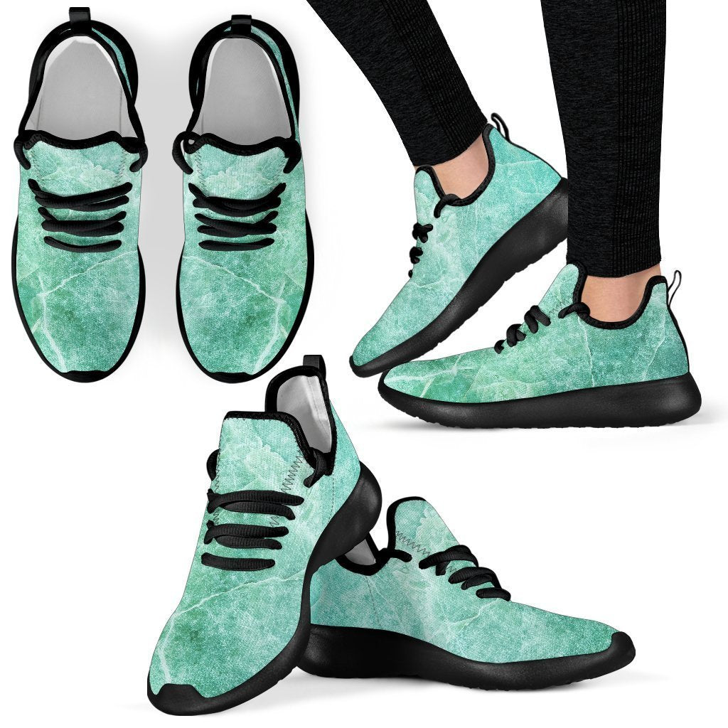 Teal Marble Print Mesh Knit Shoes GearFrost