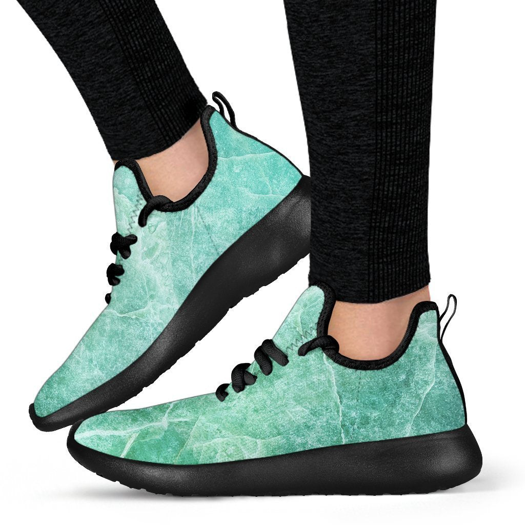 Teal Marble Print Mesh Knit Shoes GearFrost