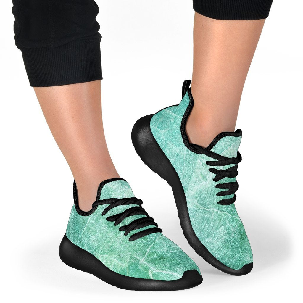 Teal Marble Print Mesh Knit Shoes GearFrost