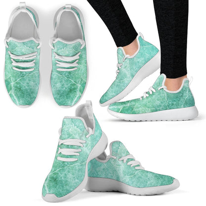 Teal Marble Print Mesh Knit Shoes GearFrost