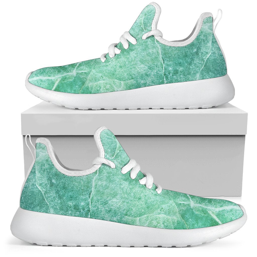 Teal Marble Print Mesh Knit Shoes GearFrost