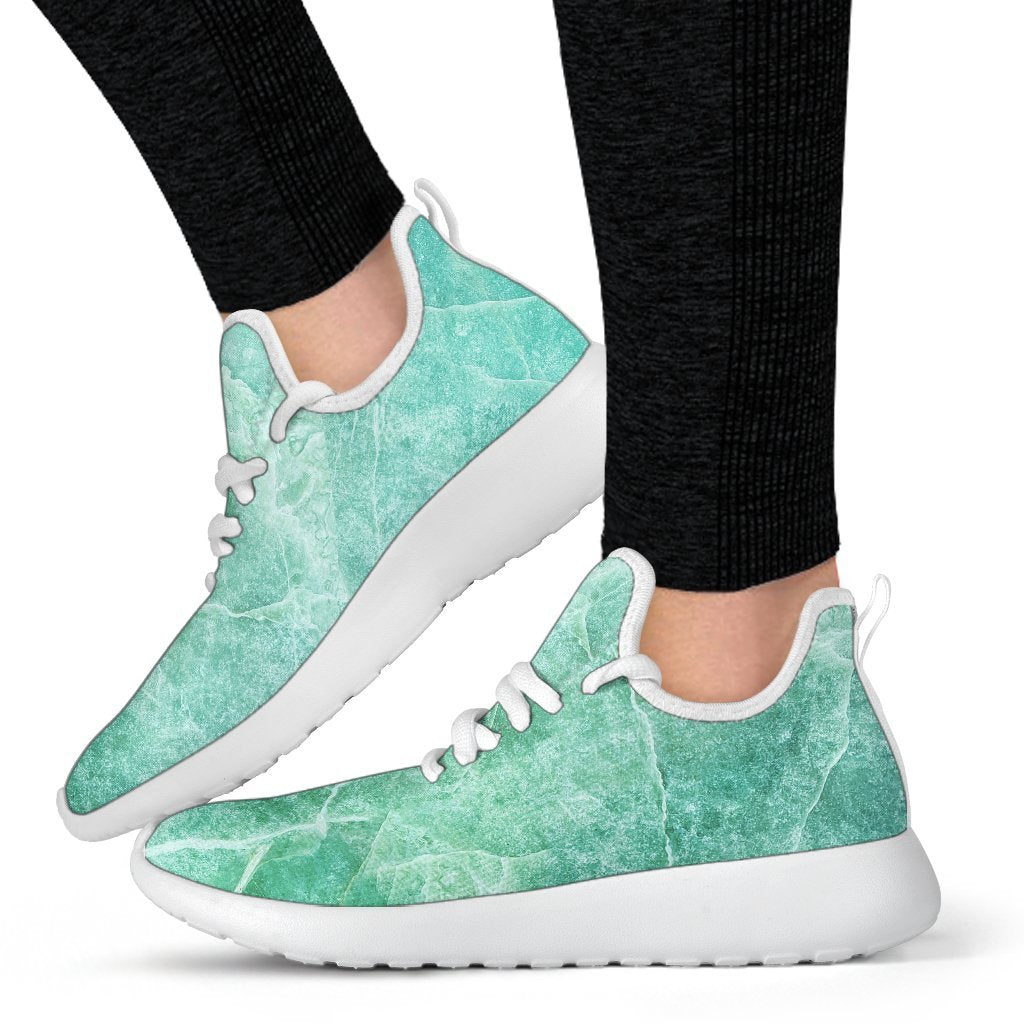 Teal Marble Print Mesh Knit Shoes GearFrost