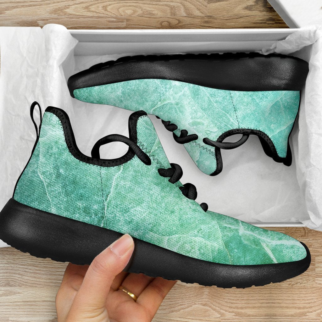 Teal Marble Print Mesh Knit Shoes GearFrost