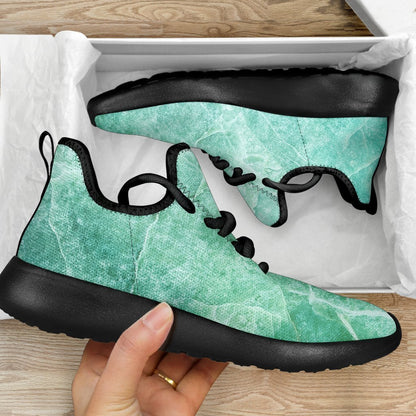 Teal Marble Print Mesh Knit Shoes GearFrost