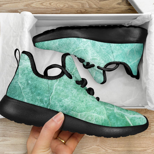 Teal Marble Print Mesh Knit Shoes GearFrost