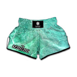 Teal Marble Print Muay Thai Boxing Shorts