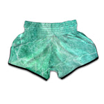 Teal Marble Print Muay Thai Boxing Shorts