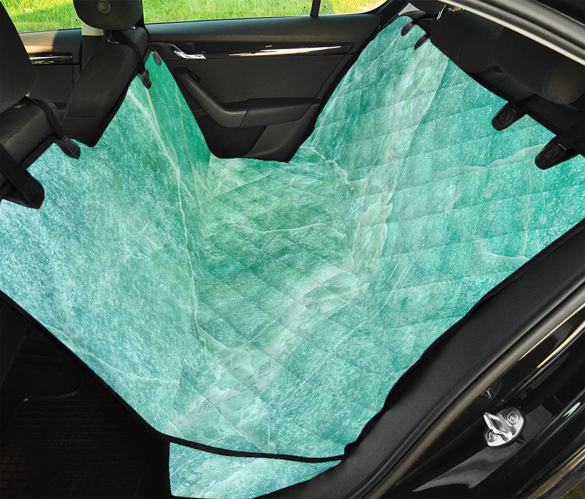 Teal Marble Print Pet Car Back Seat Cover