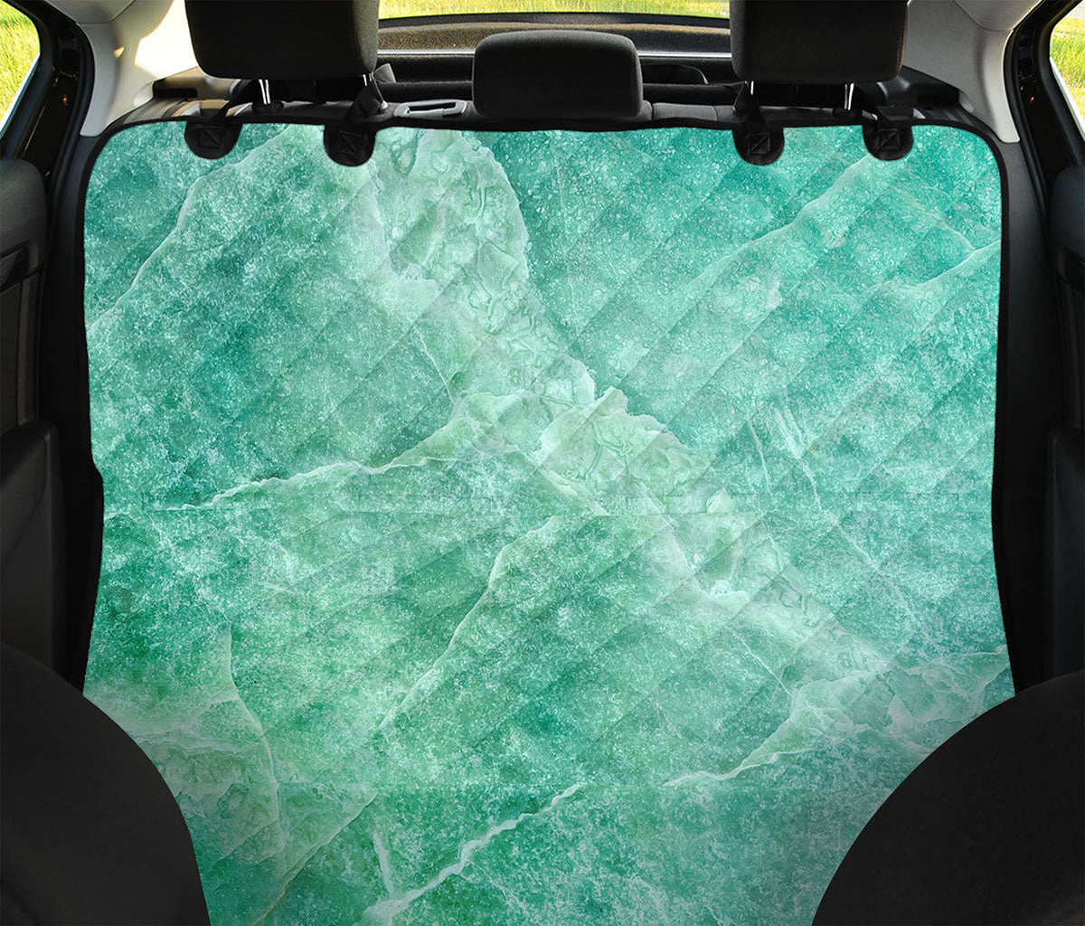 Teal Marble Print Pet Car Back Seat Cover