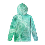Teal Marble Print Pullover Hoodie
